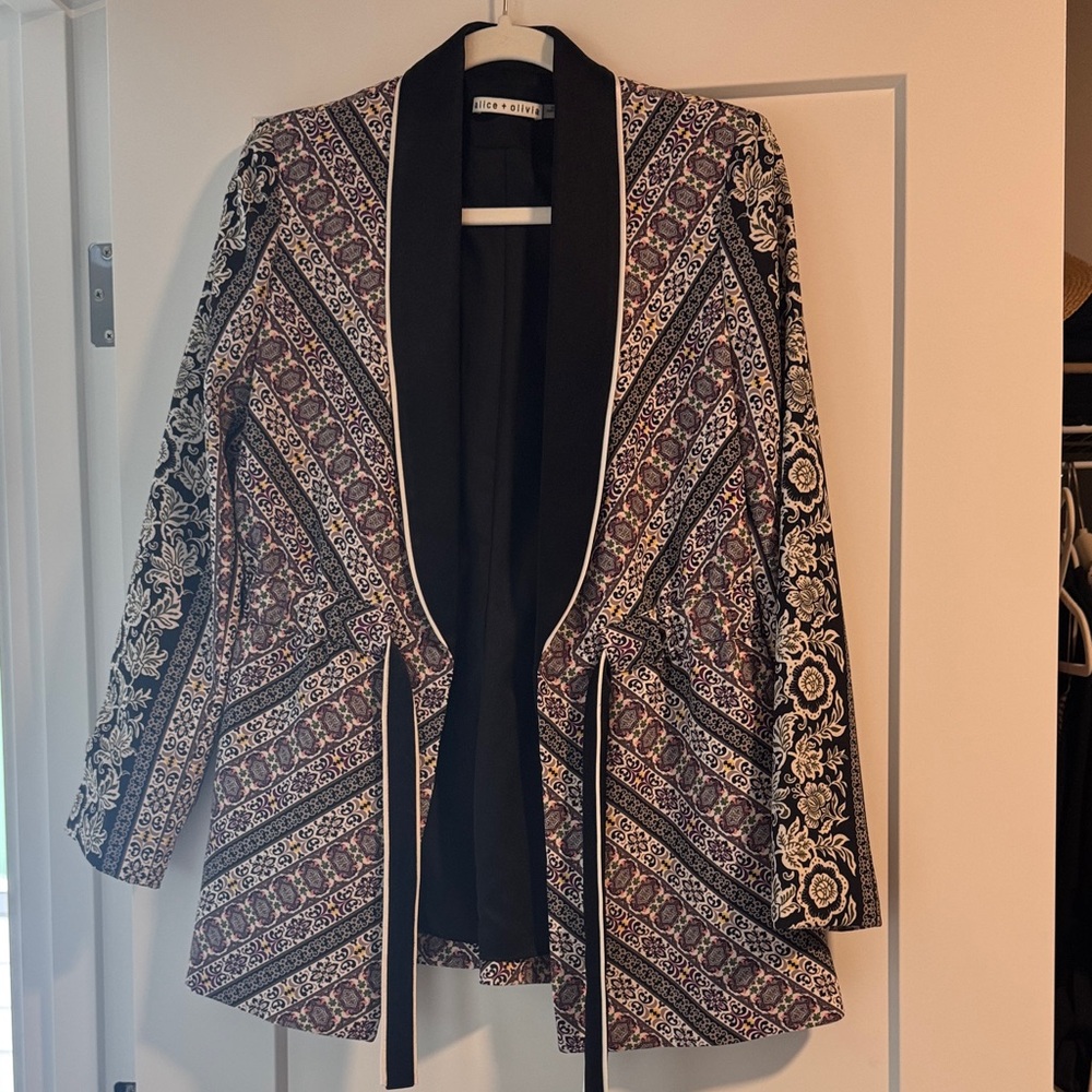 Alice + Olivia Multicolor Patterned Blazer With B… - image 1